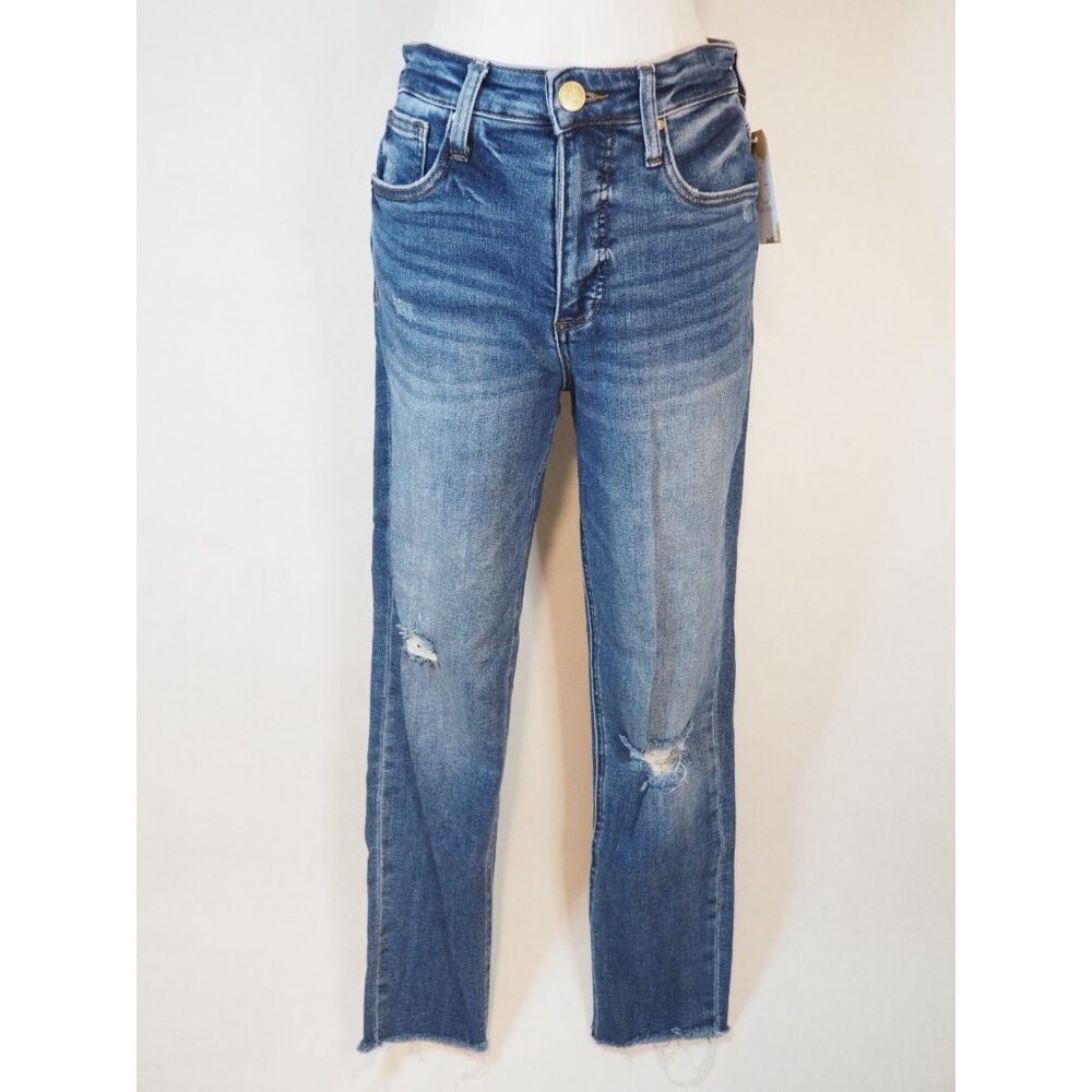 KUT From The Kloth Dark Wash Rachael High Rise Mom Jean Distressed Jeans, Size 2